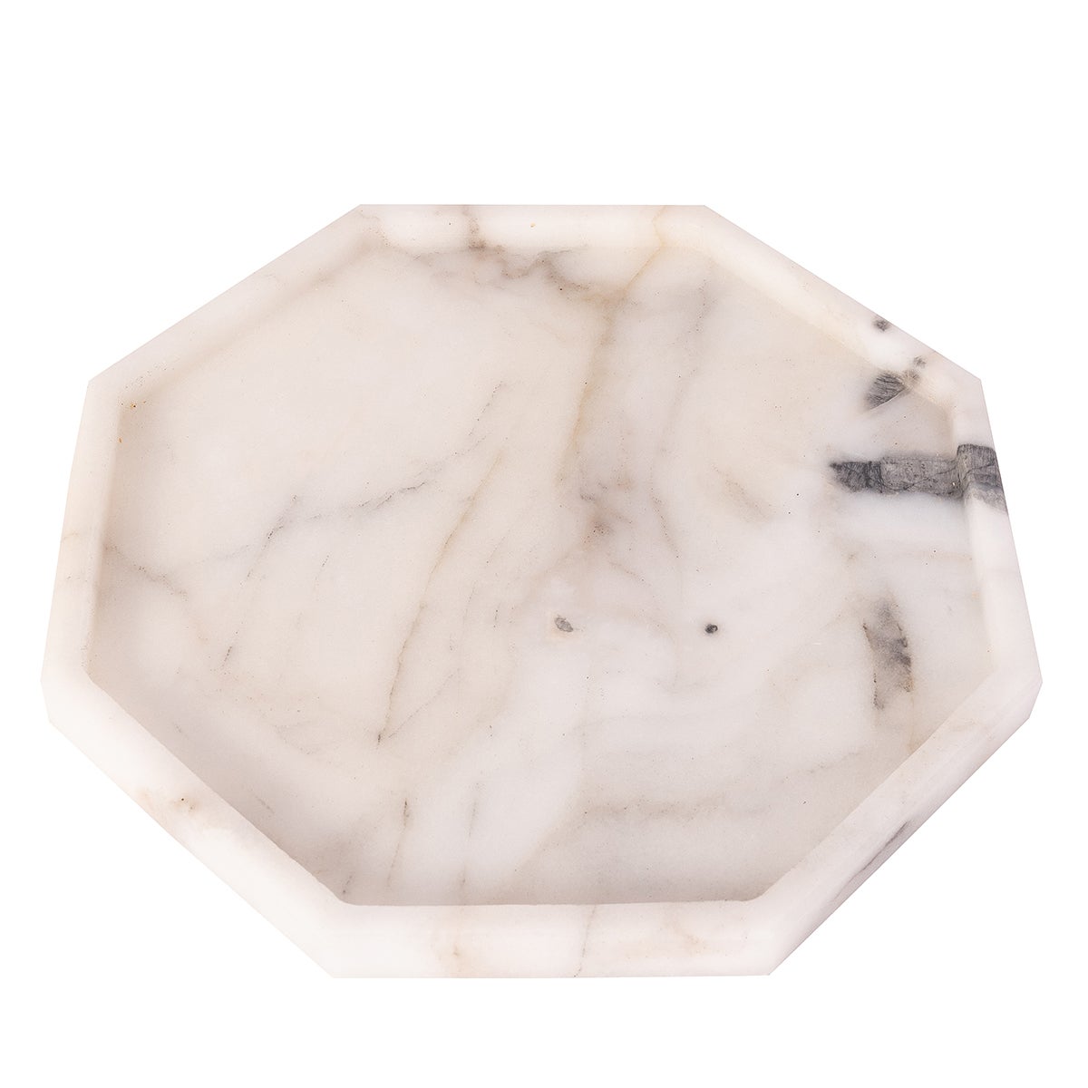 Artifacts Trading Company Marble Octagonal Tray White Matte